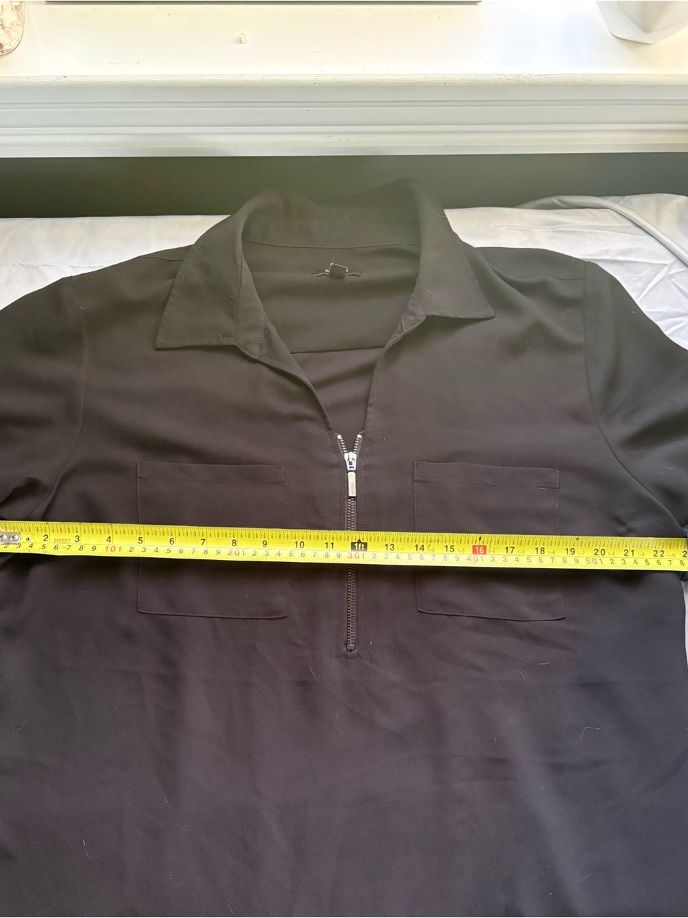 Jones New York Black Zip-Front Polo Top